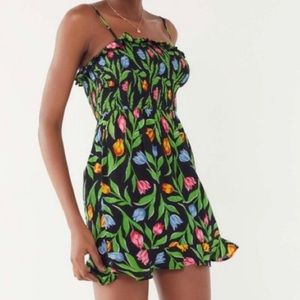 Urban Outfitters Floral Sabrina Gauze Mini Dress